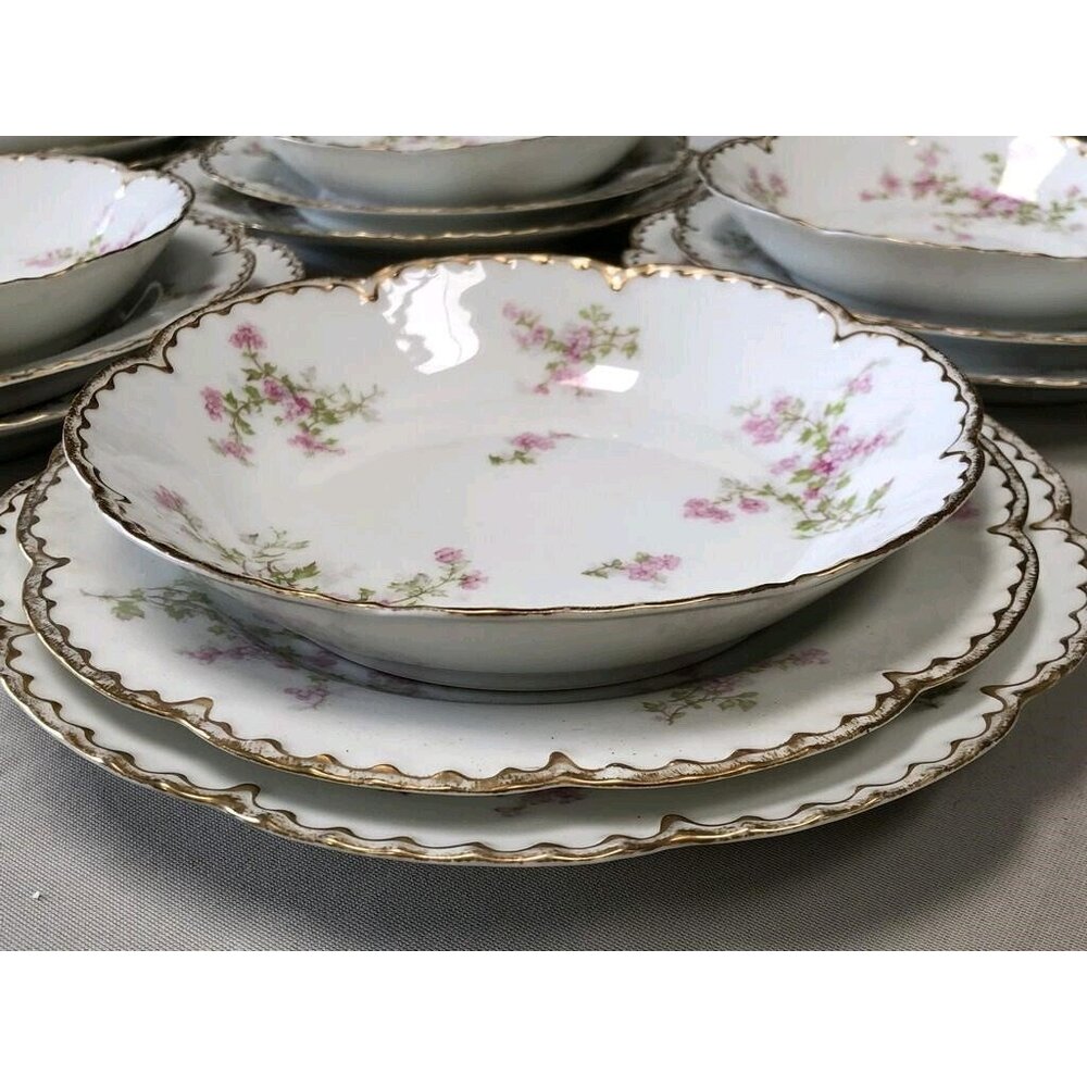 18 Pc Antique Haviland Limoges France Porcelain Schleiger 340 Double Gold Set - Picture 11 of 11